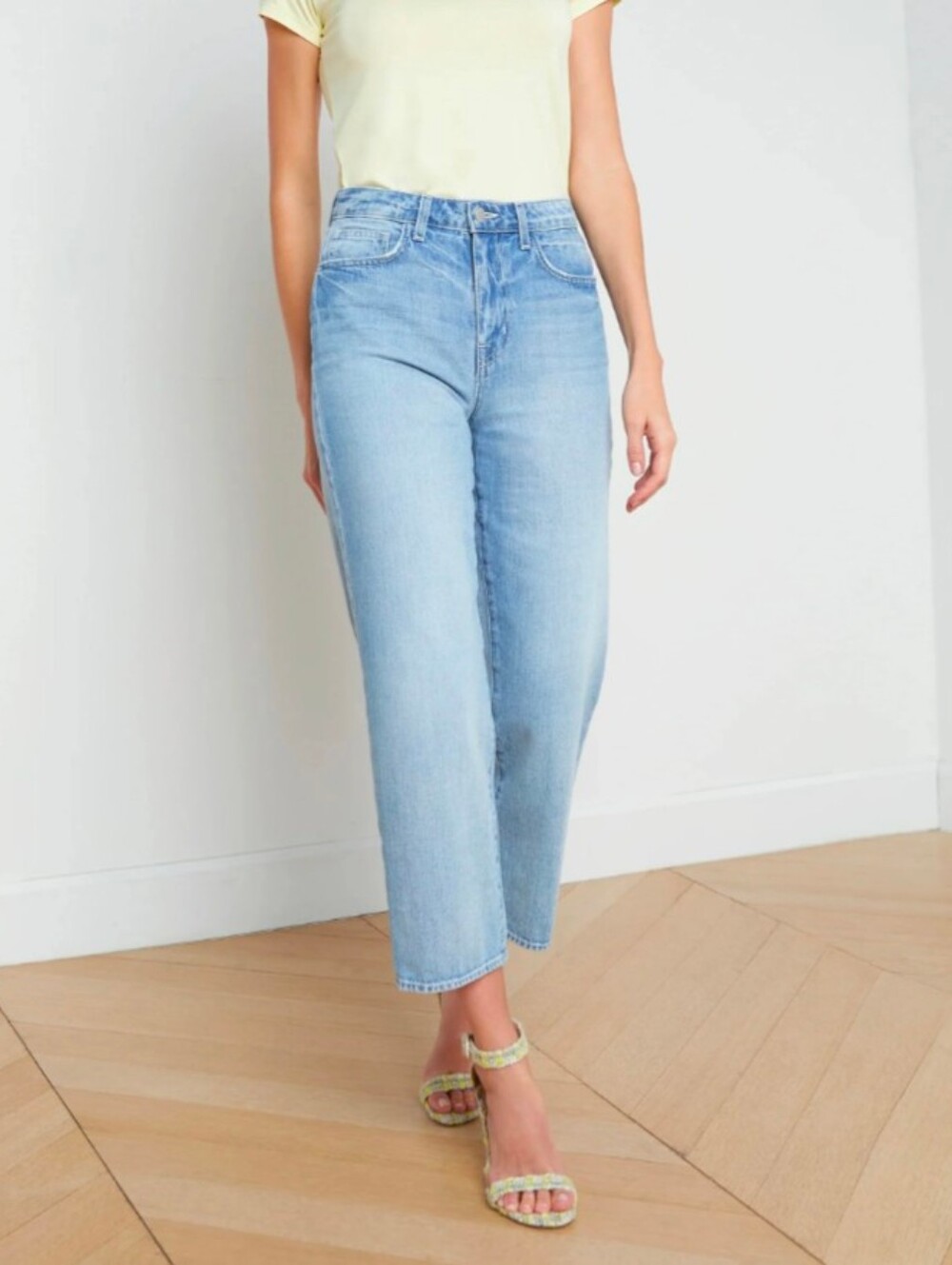 L'AGENCE June Ultra High Rise Cropped Straight Jeans Size 26